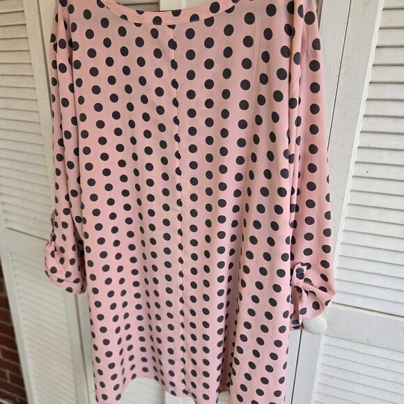 Catherine's Blouse Size 5X (34/36) Button Front Peach Pink Roll Tab 3/4 Sleeve - Picture 13 of 13